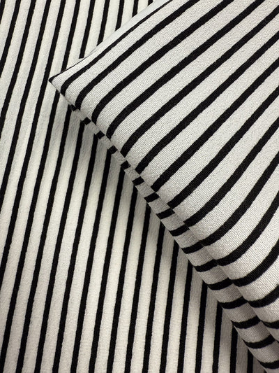 Printed Crepe Viscose - Monochrome Pinstripe - 130cm