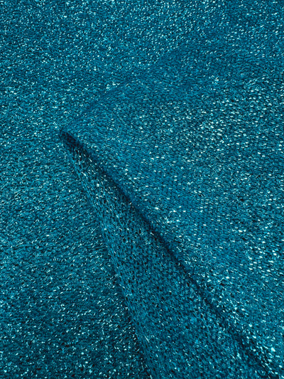 Lurex Stretch Knit - Blue Atoll - 155cm