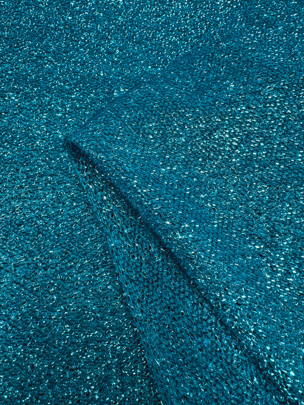 Lurex Stretch Knit - Blue Atoll - 155cm