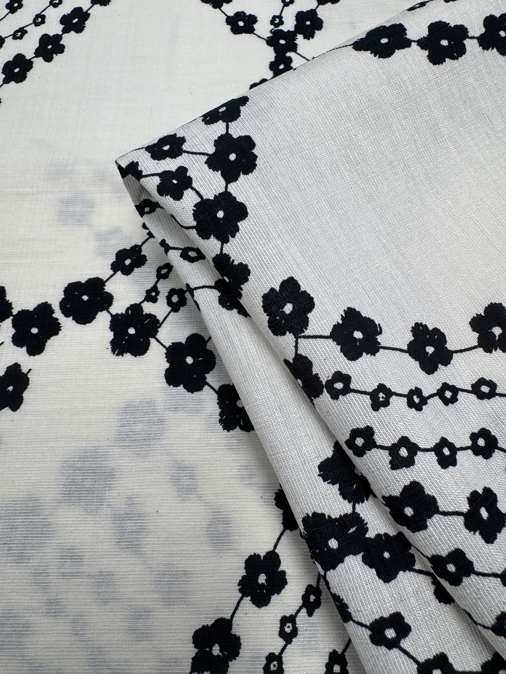 Linen Blend - Noir Blossom | Super Cheap Fabrics