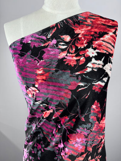 Stretch Velour - Fuchsia Eclipse - 150cm