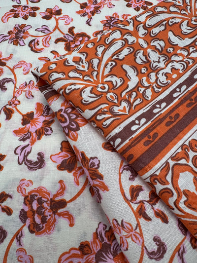 Linen Blend - Coral Tapestry - 140cm