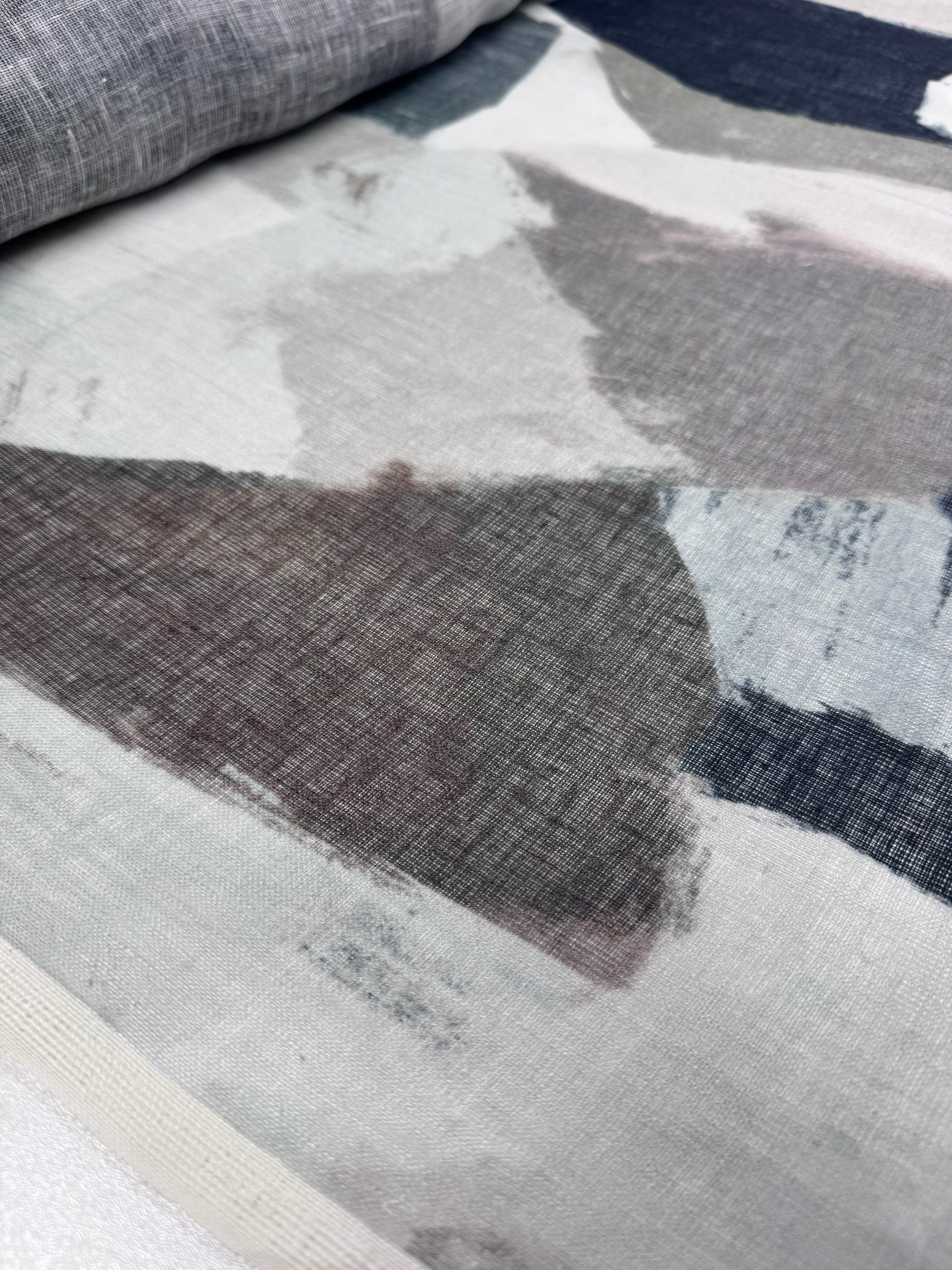 100% Pure Linen Gauze - Coastal Abstract - 145Cm