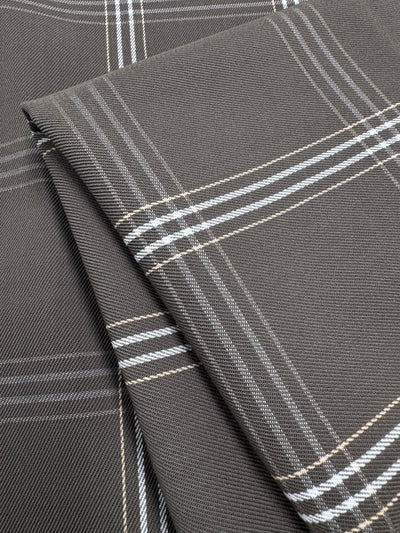 Pure Wool Suiting - Mocha Check - 152cm