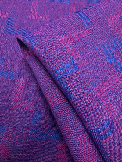 100% Pure Linen Flax - Purple Geo - 145Cm