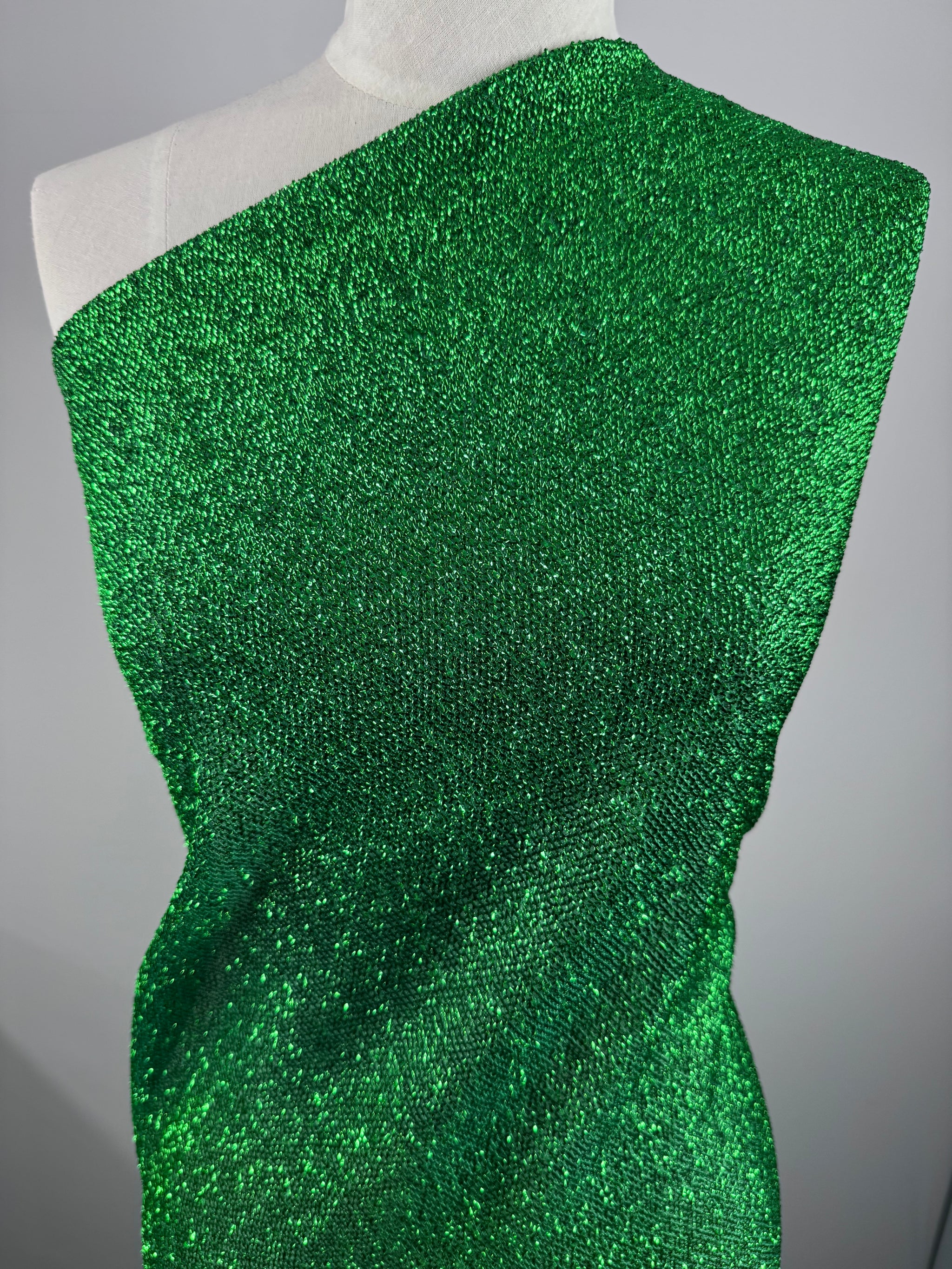 Lurex Stretch Knit - Green Sparkle - 155cm