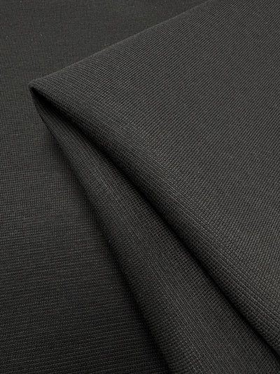 Wool Suiting Fused Rib  - Black - 126cm
