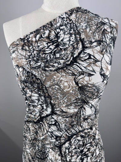 Designer Printed Lycra - Ink Tangle - 150cm