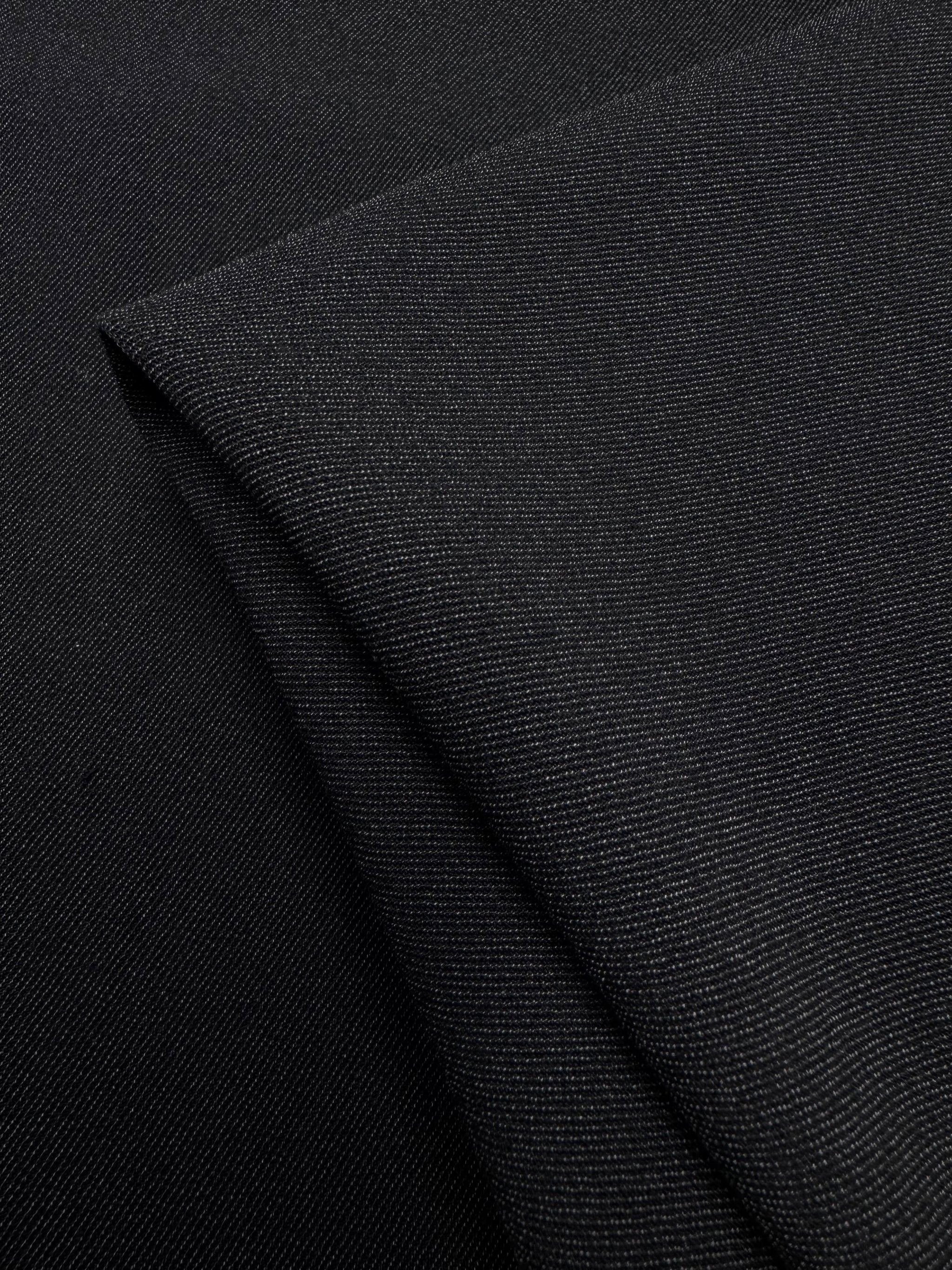 Wool Suiting Ribbon Twill - Black - 154cm
