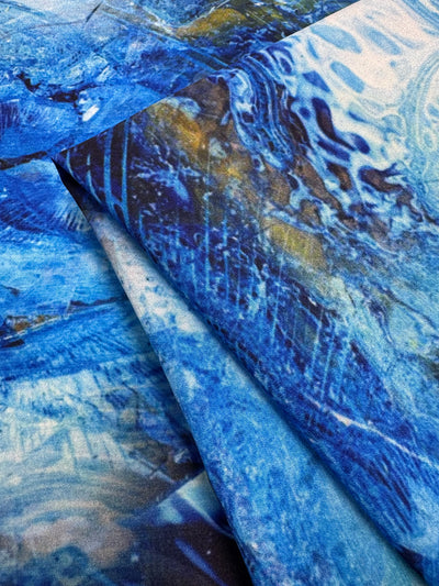Ocean Veil printed crepe fabric