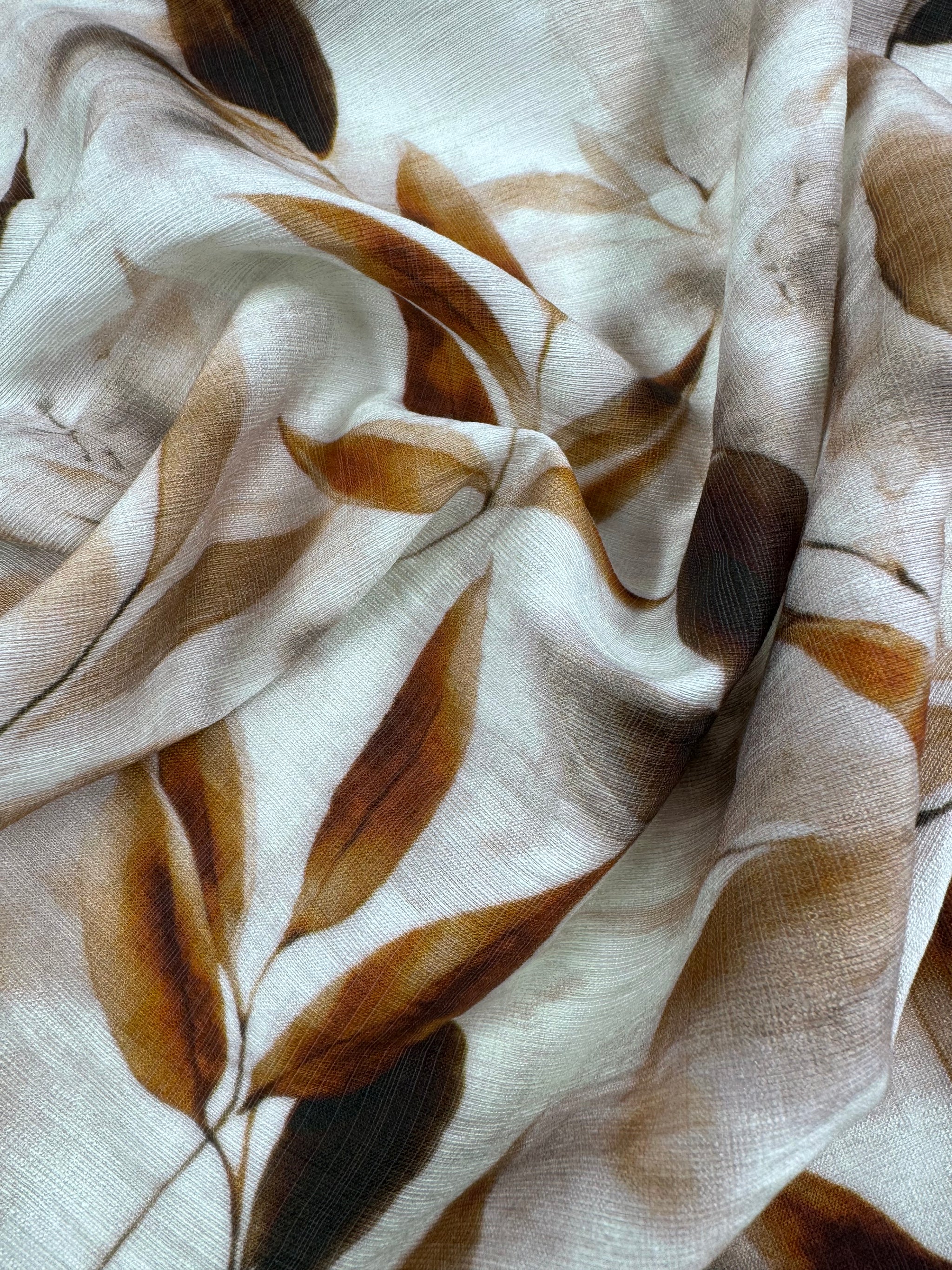 Linen Blend - Mocha Leaves - 152cm