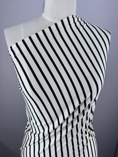 Cotton Lycra - Ivory /Navy - 175cm