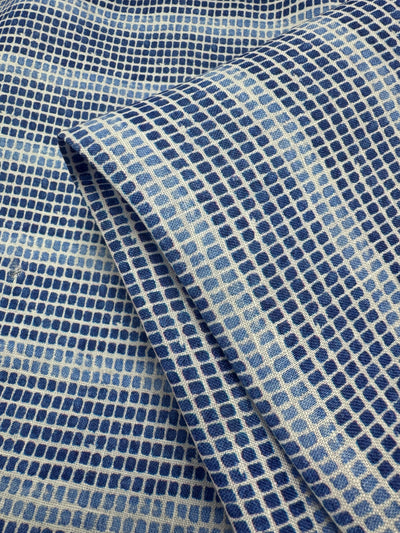 Pure Linen Lawn - Blue Micro Check - 135Cm