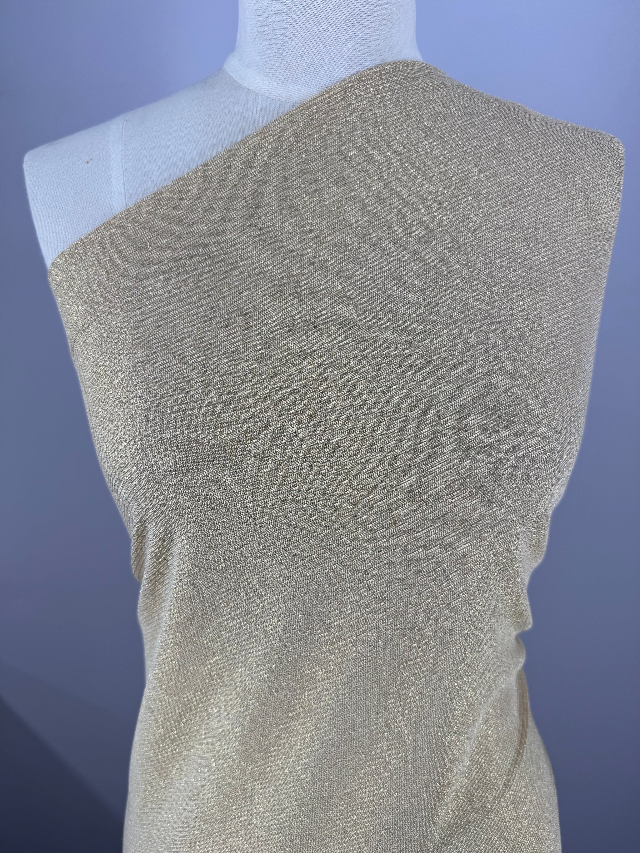 Viscose Rib Knit - Pebble & Gold - 130cm