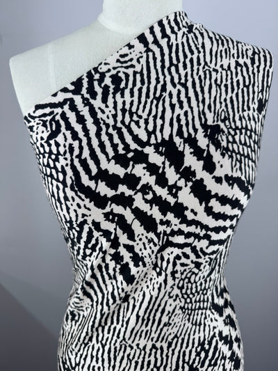 Printed Cotton Lycra - Onyx Ripple - 155cm