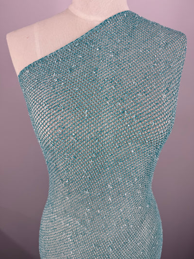 Textured Knit Sparse - Teal / White - 130cm
