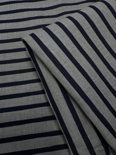 100% Pure Linen - Safari / Navy - 140Cm