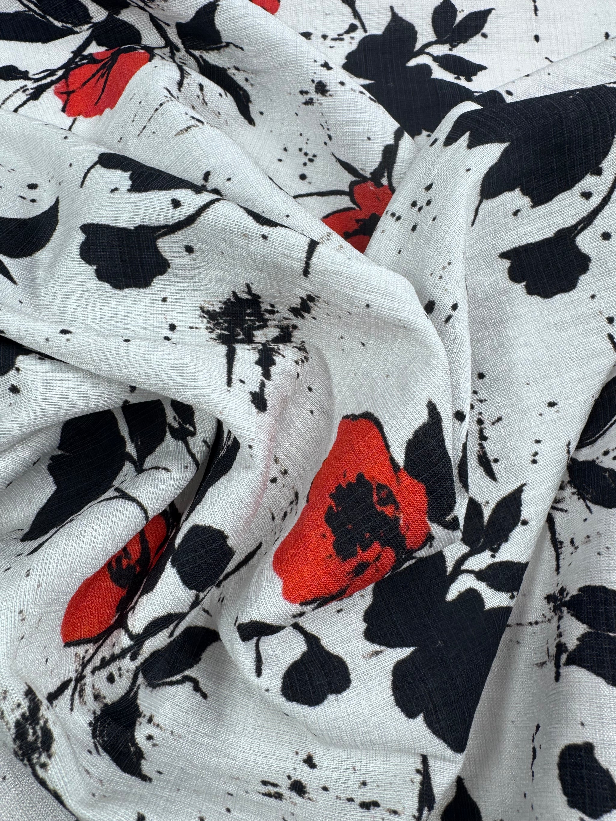Linen Blend - Ink Floral - 152cm