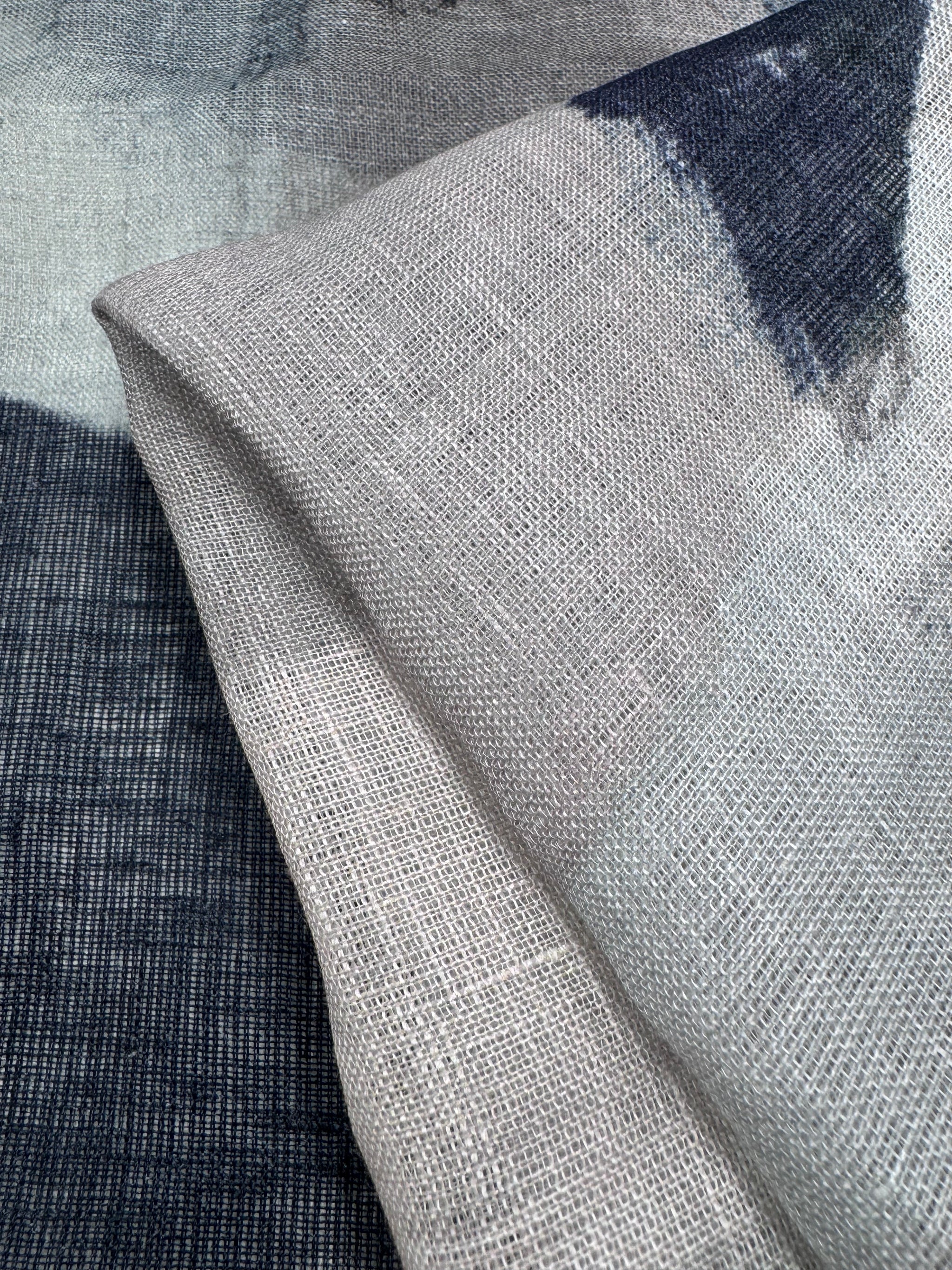 100% Pure Linen Gauze - Coastal Abstract - 145Cm