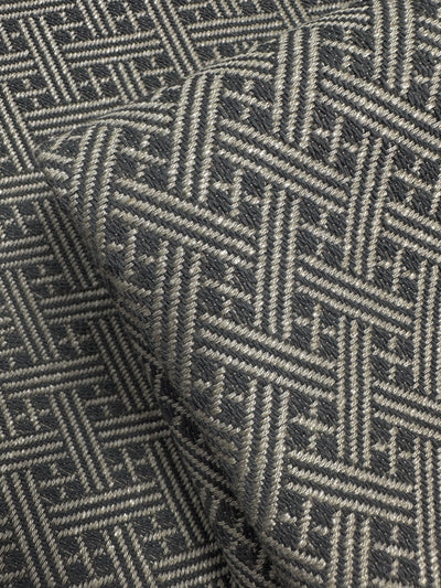 Geometric Jacquard Upholstery - Toko Steel - 146cm