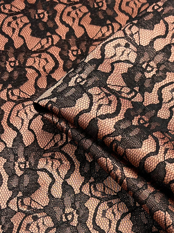 Lace Overlay Sateen - Copper - 150cm