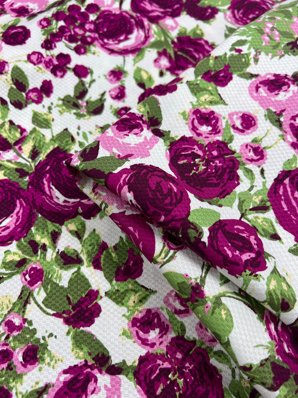 Textured Sateen - Pixel Flora Pink - 125cm