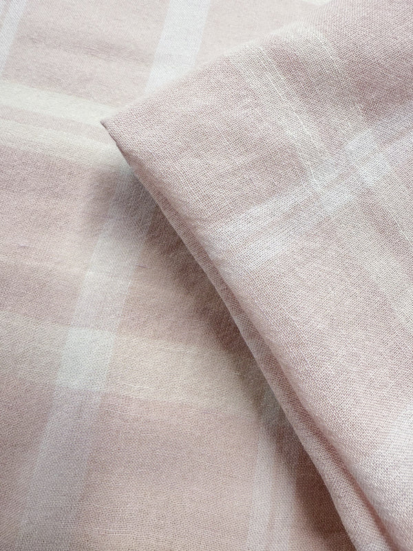 Pure Linen - Pink Check - 150cm
