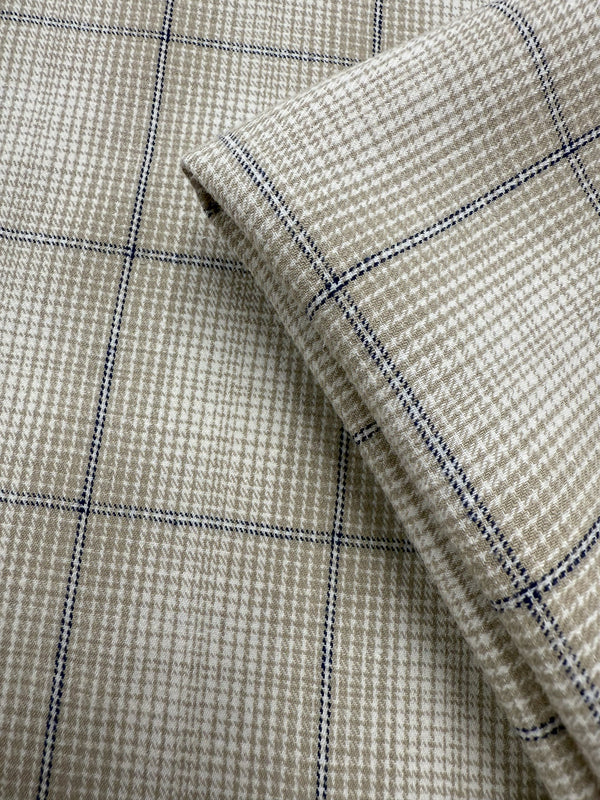 Pure Linen Check Tweed - Peyote - 154cm