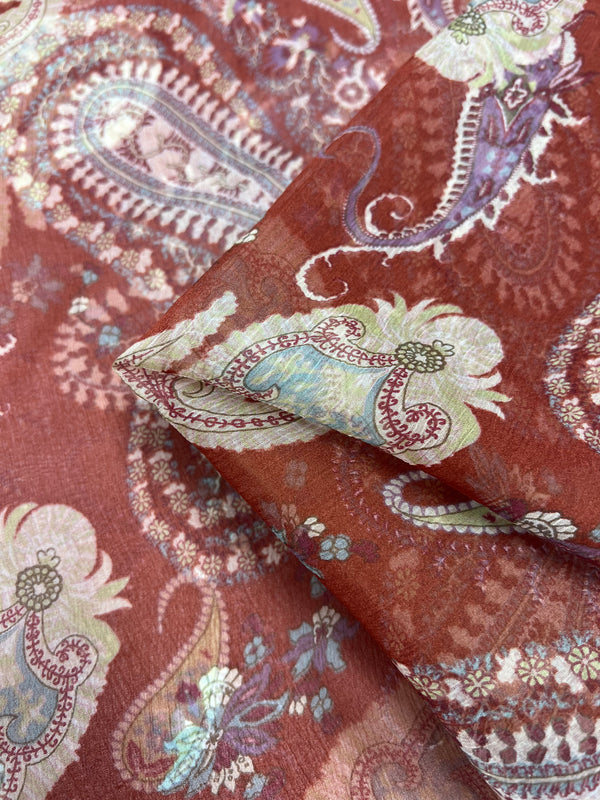 Pure Printed Silk Chiffon - Bio Paisley - 140cm