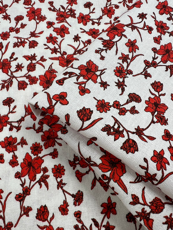 Linen Cotton - Red Geranium - 140cm