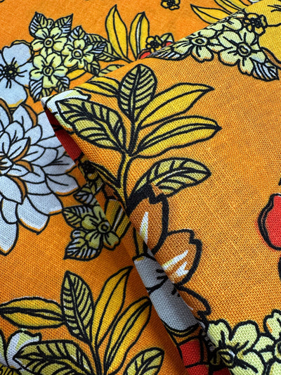 Printed Linen Blend - Golden Garden - 128cm