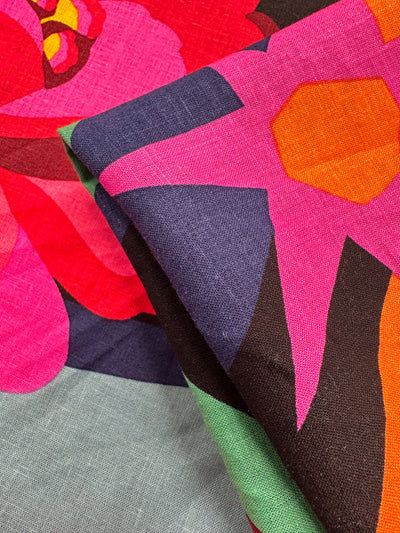 Printed Linen Blend - Electric Bloom - 134cm