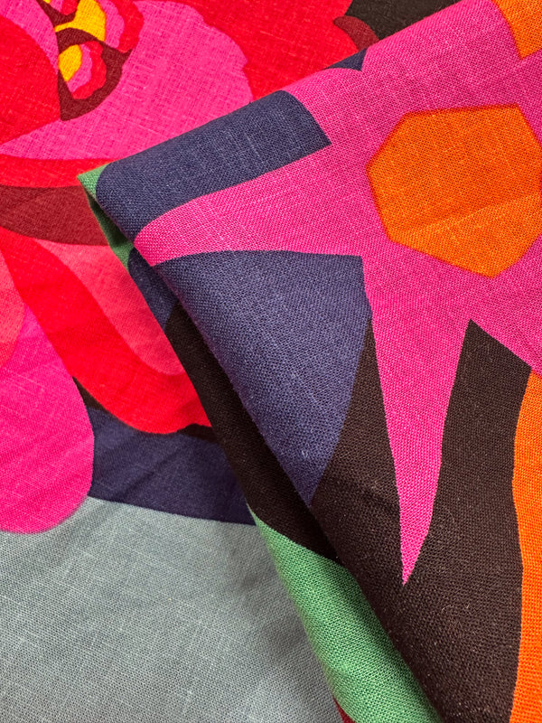 Printed Linen Blend - Electric Bloom - 134cm