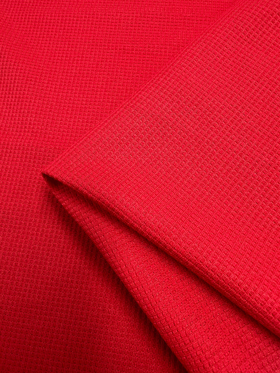 Waffle Knit Red Alert Super Cheap Fabrics