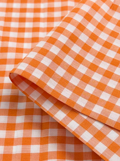 Cotton Gingham - Mid Orange - 112cm