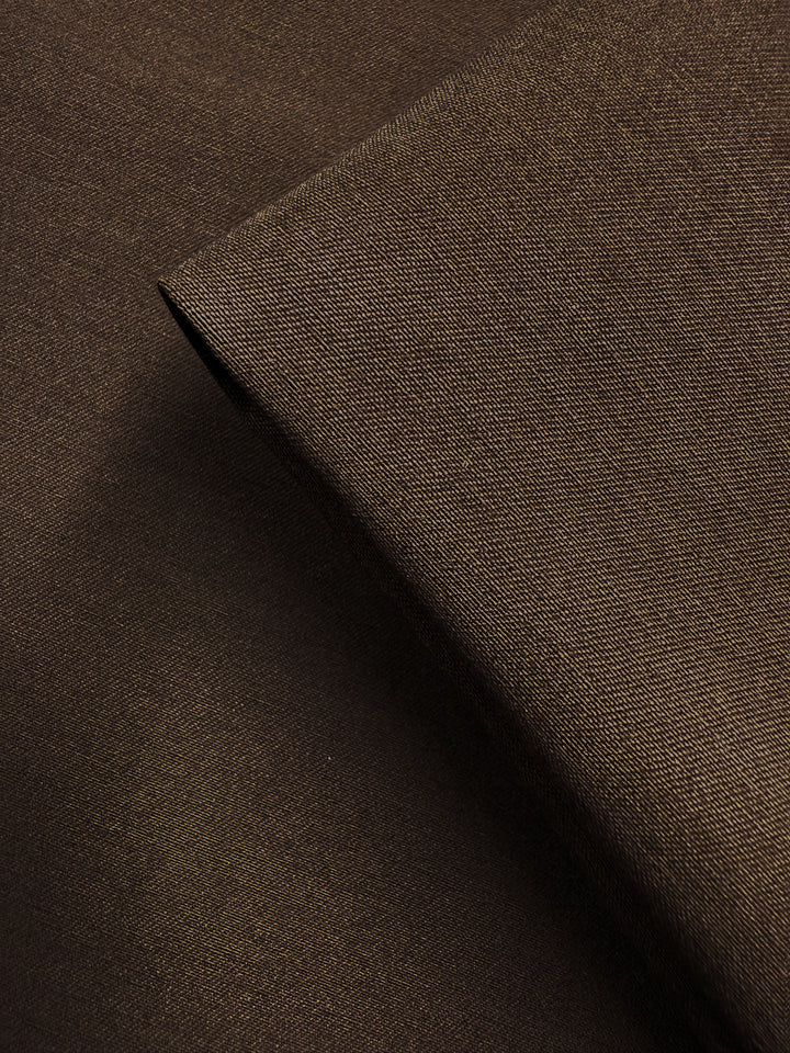 A close-up of Super Cheap Fabrics' Cotton Bengaline in Espresso Brown (145cm) shows its fine textured weave and smooth surface.