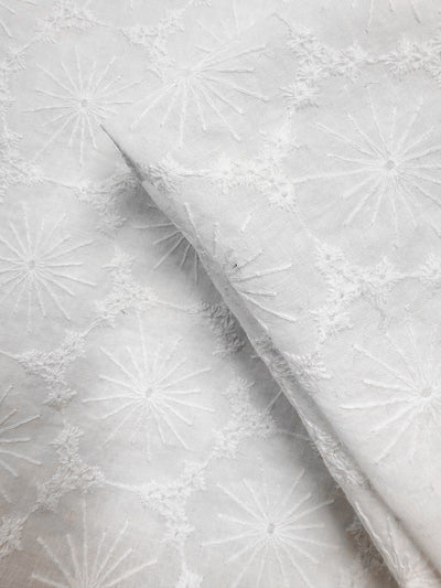 Embroidered Cotton - White - 140cm