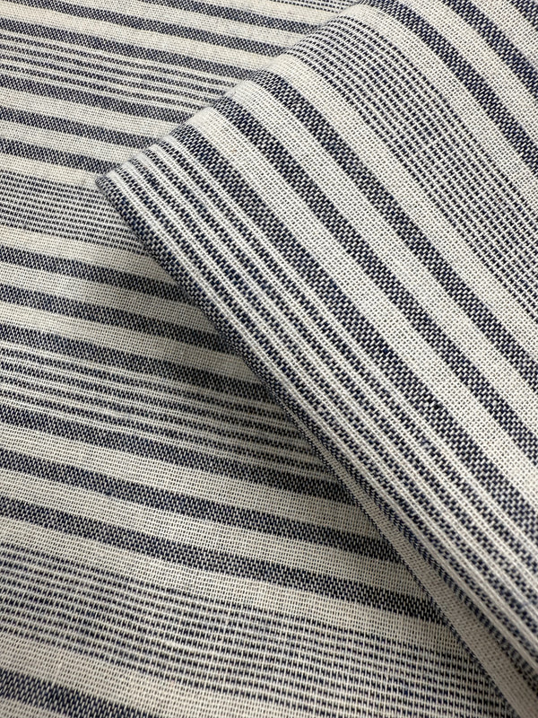 Linen Blend - Coastal Navy Stripe - 140cm