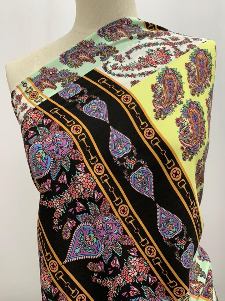 Printed Rayon - Paisley Borders - 145cm - Super Cheap Fabrics