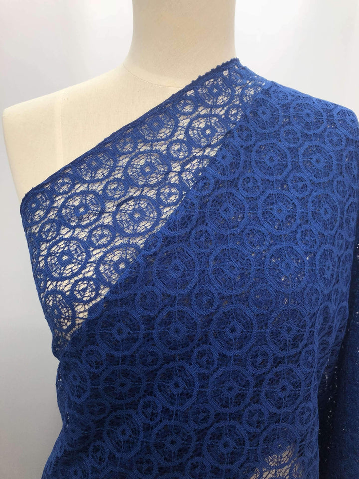 Super Cheap Fabrics - Geo Lace - Blue - 148cm