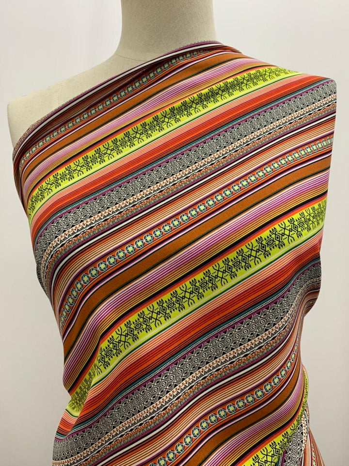 Printed Rayon - Summer Stripes - 140cm - Super Cheap Fabrics