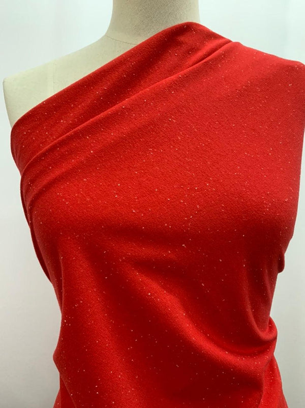 Unbrushed Fleece - Red & White Speck - 150cm - Super Cheap Fabrics