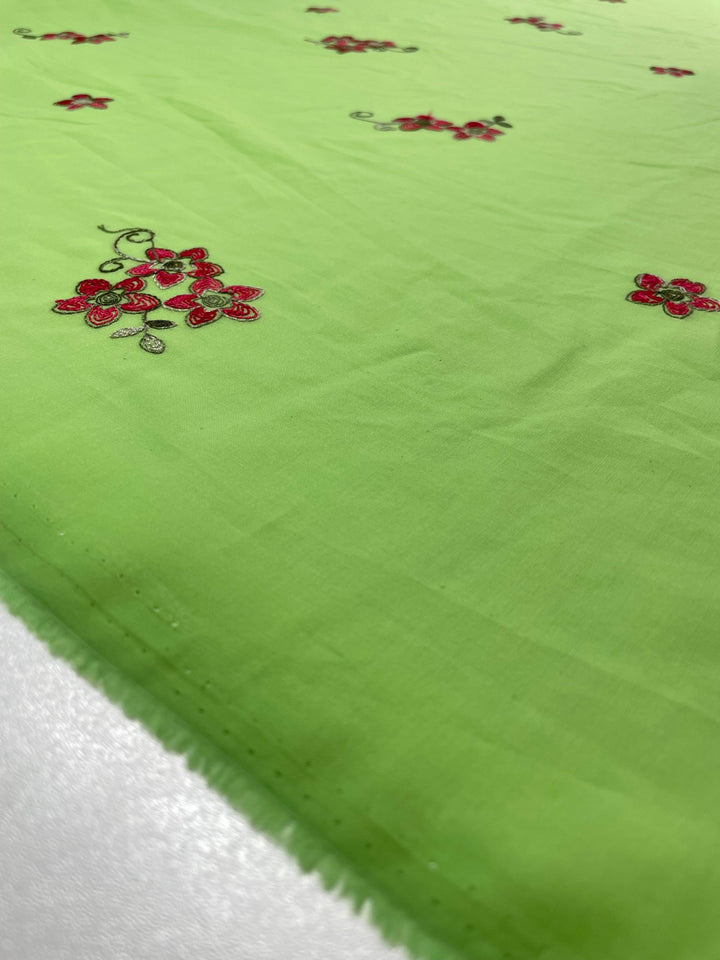 Embroidered Voile - Bud Green - 144cm - Super Cheap Fabrics