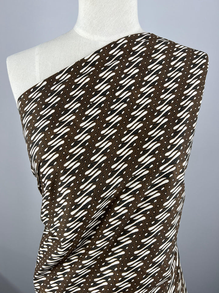 Printed Cotton - 70s Choc - 150cm - Super Cheap Fabrics