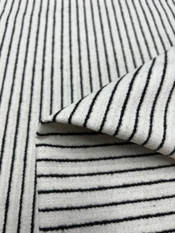 Designer Wool - Black Stripe - 150cm - Super Cheap Fabrics