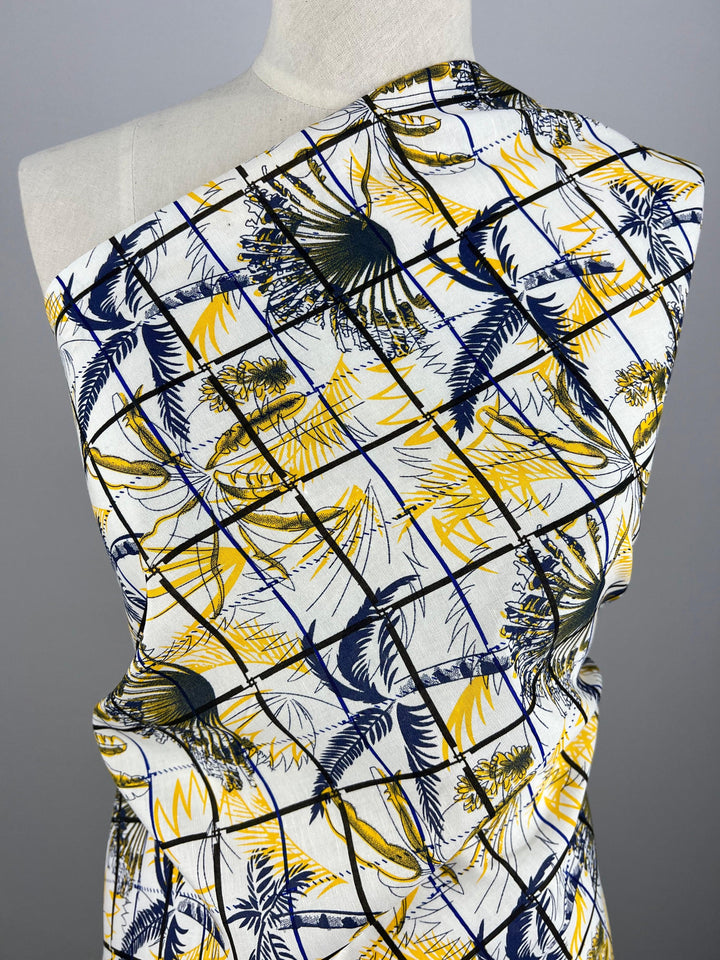 Printed Linen - Paradise Grid - 150cm - Super Cheap Fabrics