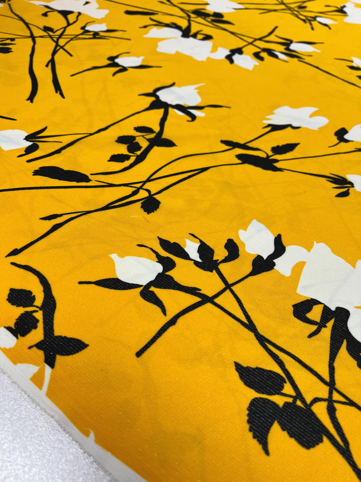 Textured Chiffon - Lemon Silhouette - 150cm - Super Cheap Fabrics