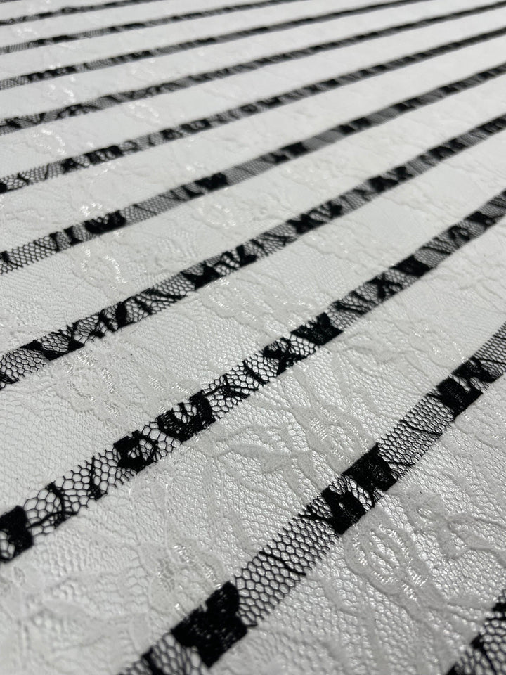 Stripe Lace - Black & White - 130cm - Super Cheap Fabrics