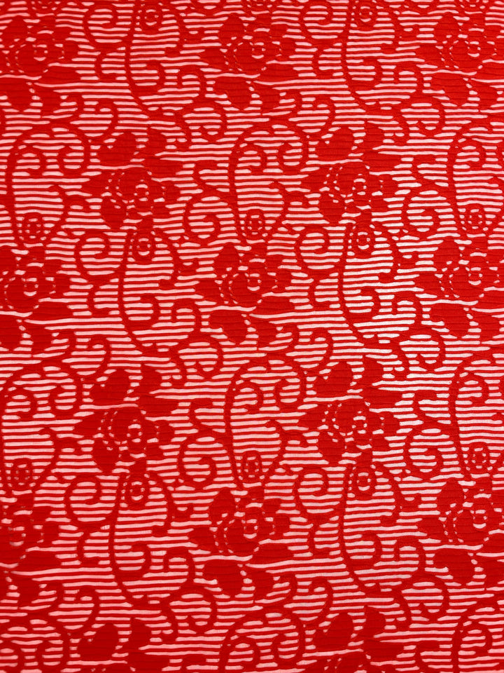 Textured Lace - Red Rose - 140cm - Super Cheap Fabrics