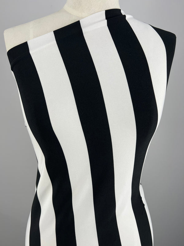 Printed Lycra - Black & White Stripe - 150cm